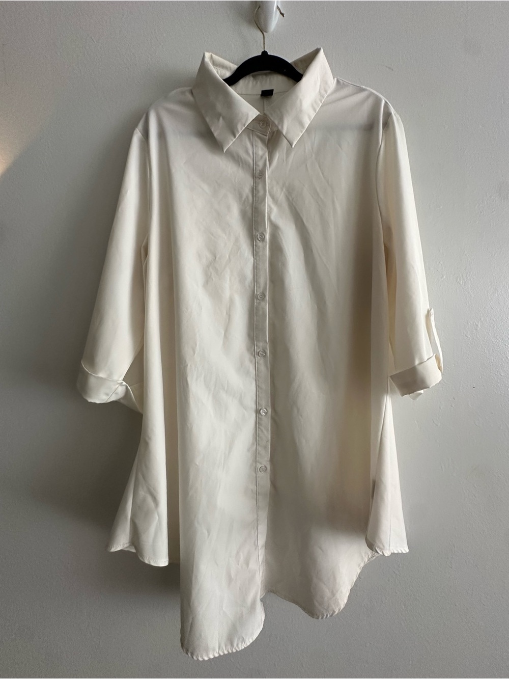 SHEIN Crisp White Relaxed Button-Down Shirt Dress